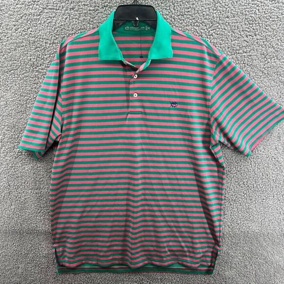 Southern Tide Mens Performance Golf Polo Shirt Medium Short Sleeve Striped - Picture 1 of 15